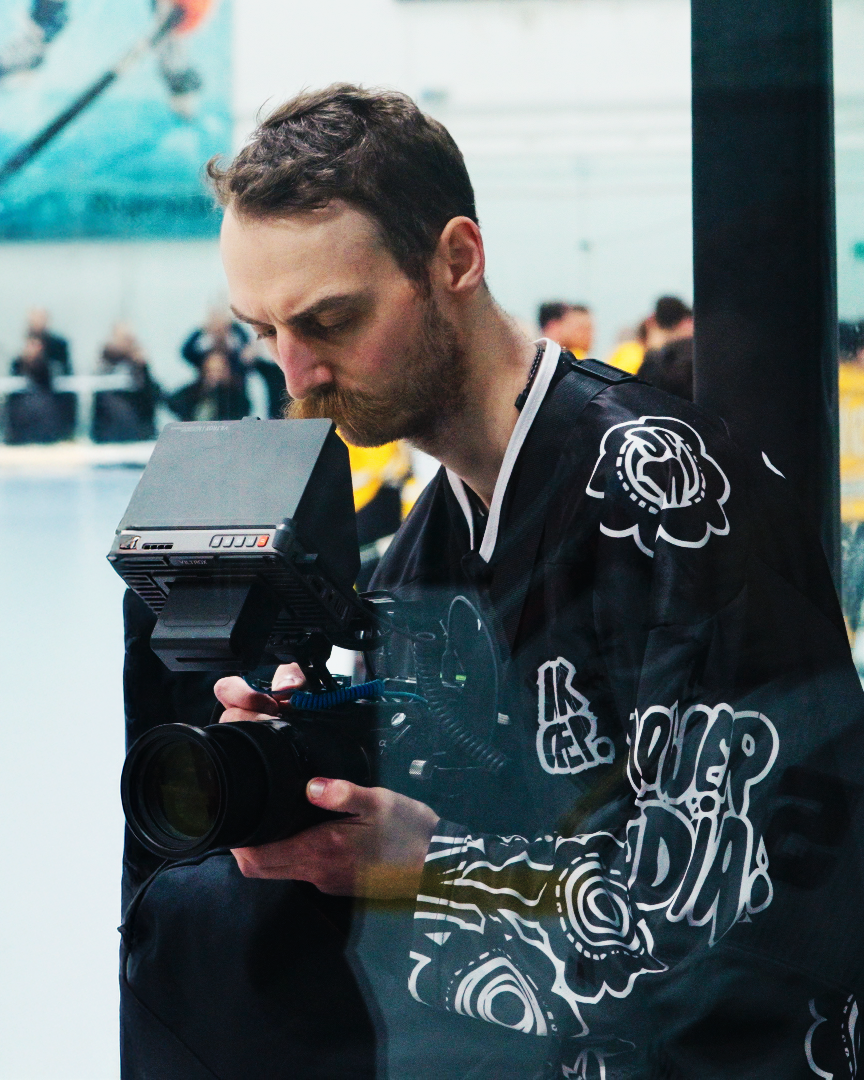 Jack Flower filming hockey